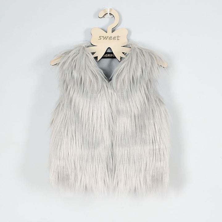 Ladies Faux Fur Soft Gilet with Stand-up Collar Lune London