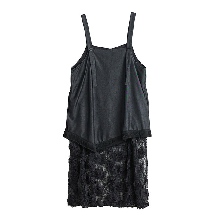 Plus size apron dress for women with floral overlay Lune London