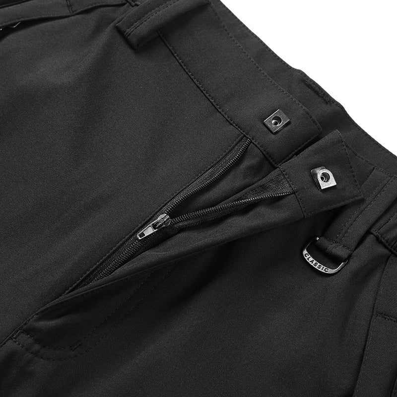 Men's softshell pants for outdoor with pre-shaped knees, integrated belt and zippered pockets Amarae
