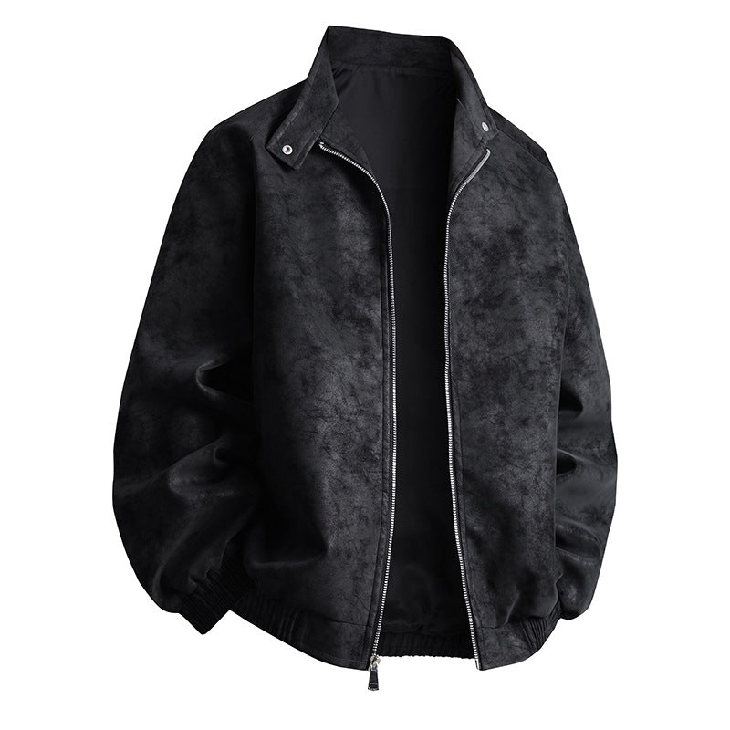 Stylish synthetic leather jacket for men with modern design and elastic cuffs Lune London