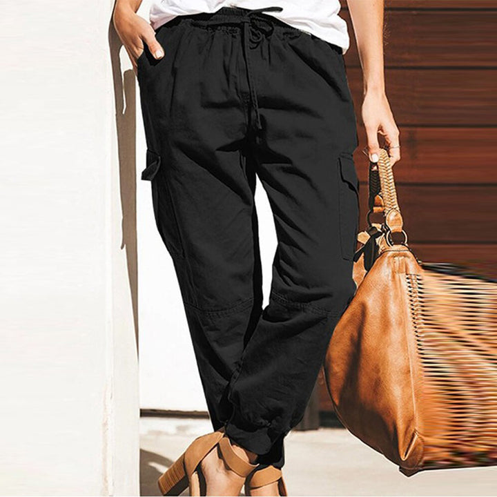 Lune London Women's Cargo Pants with Elastic Waist and Practical Pockets