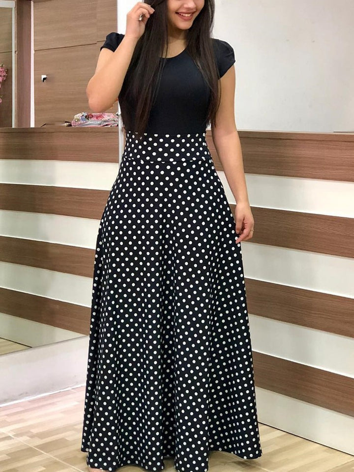 Women's Elegant Maxi Dress with Graphic Print and Flexible Waist Lune London