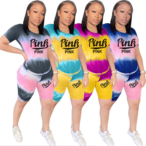 Tenue sportive pour femmes à manches courtes avec motif tie-dye tendance Chic & Stil
