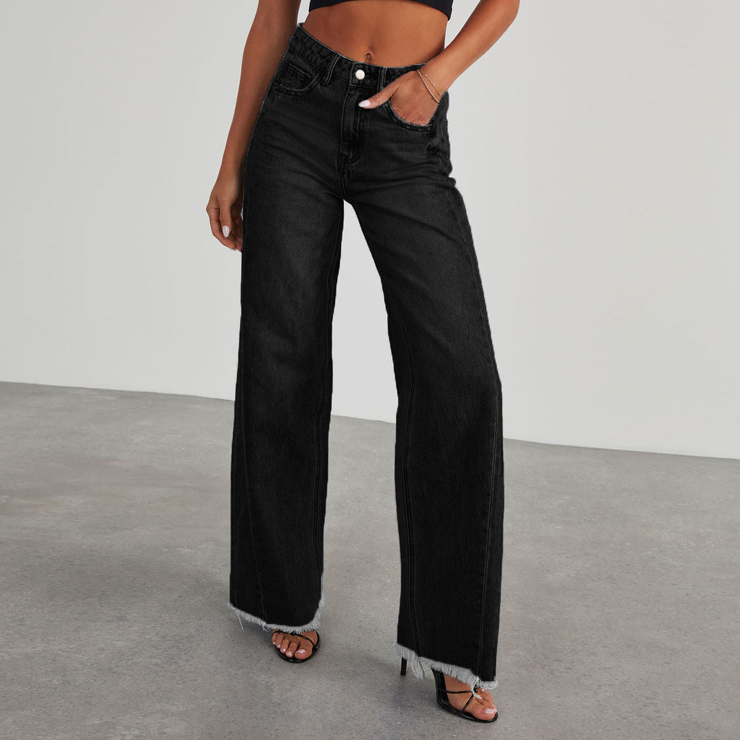 Loose fit women's jeans with frayed hems Lune London