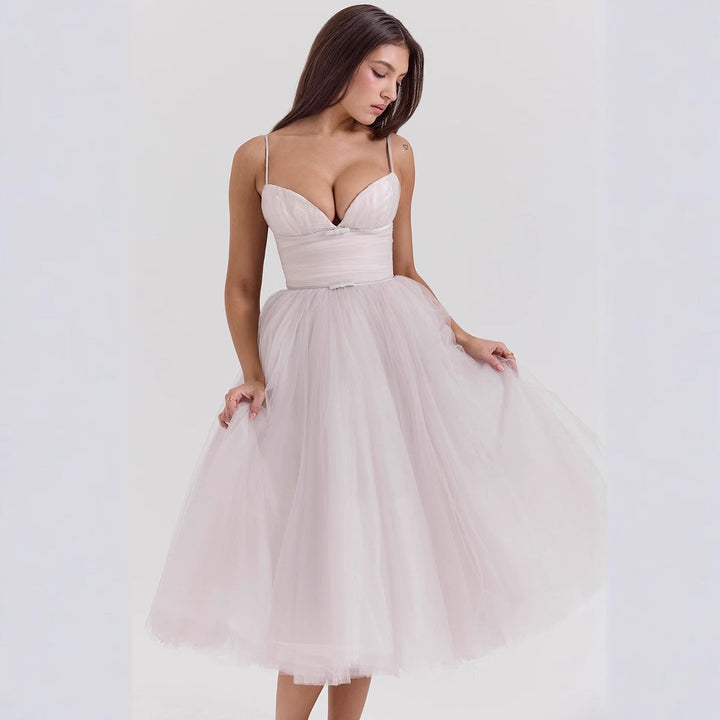 Women's Tulle Dress with Elegant Top and Flared Skirt Lune London
