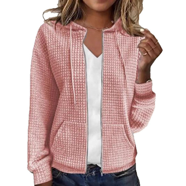 Veste à capuche en texture gaufrée décontractée pour femmes Chic & Stil