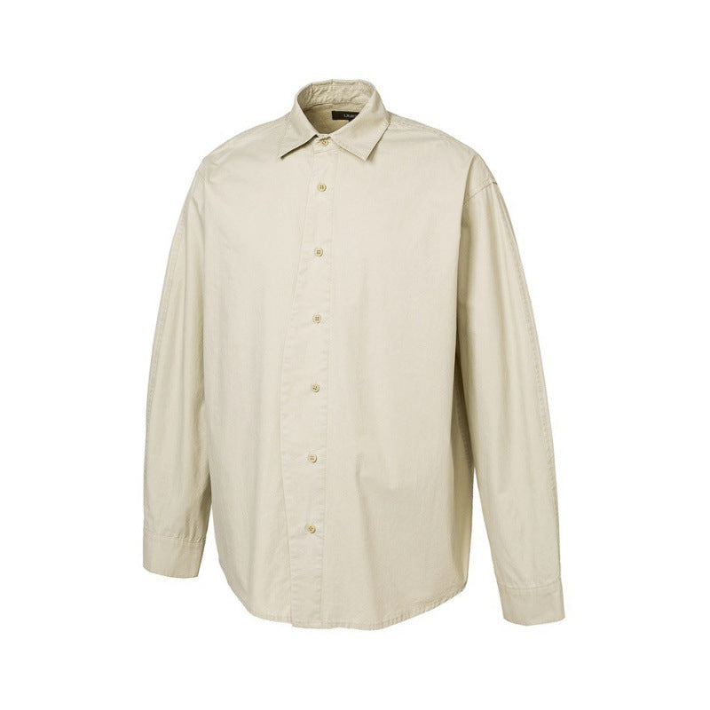 Men's Loose Oversized Shirt made of Cotton Twill with Spread Collar and Relaxed Fit Amarae