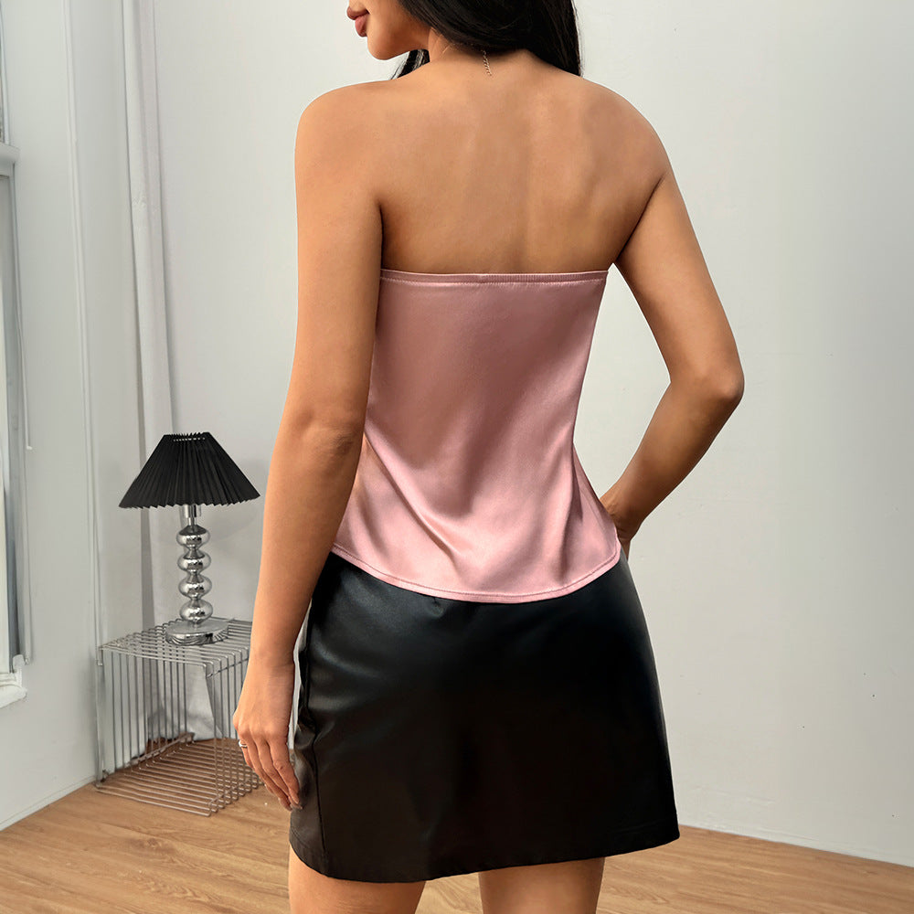 Top en chiffon sans bretelles pour femmes avec coupe fluide Chic & Stil