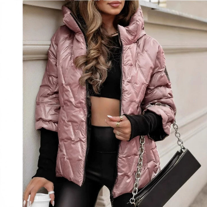 Winter jacket for women with high collar and coated outer fabric Lune London