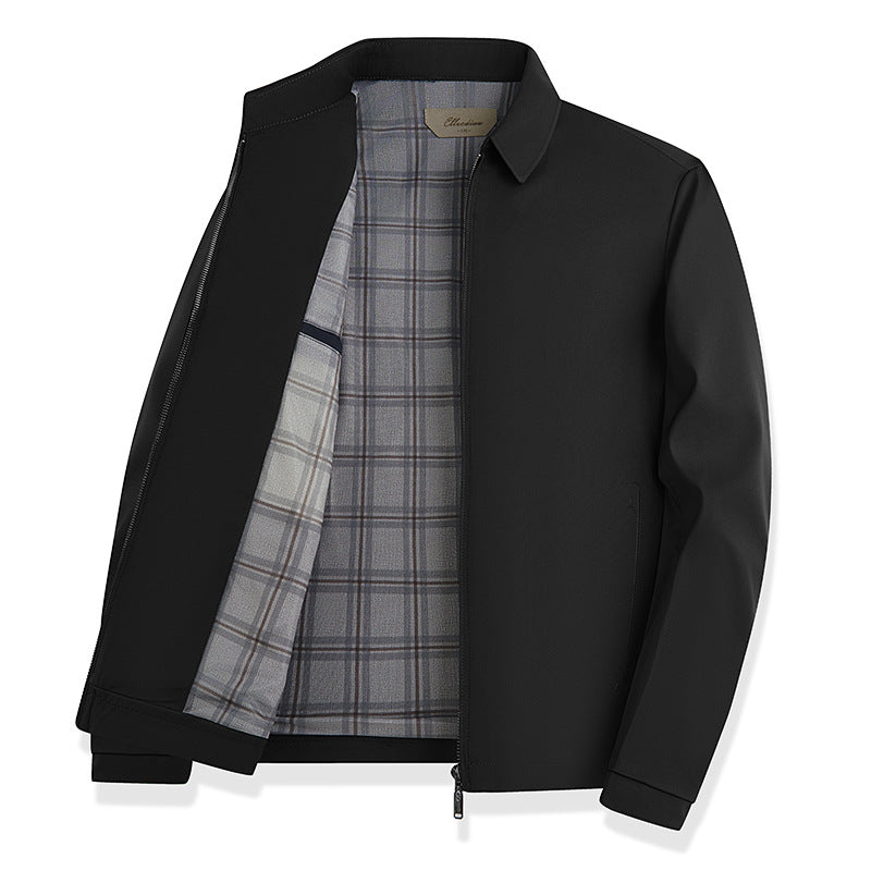 Men's lightweight transitional jacket with checked lining and concealed zipper Amarae