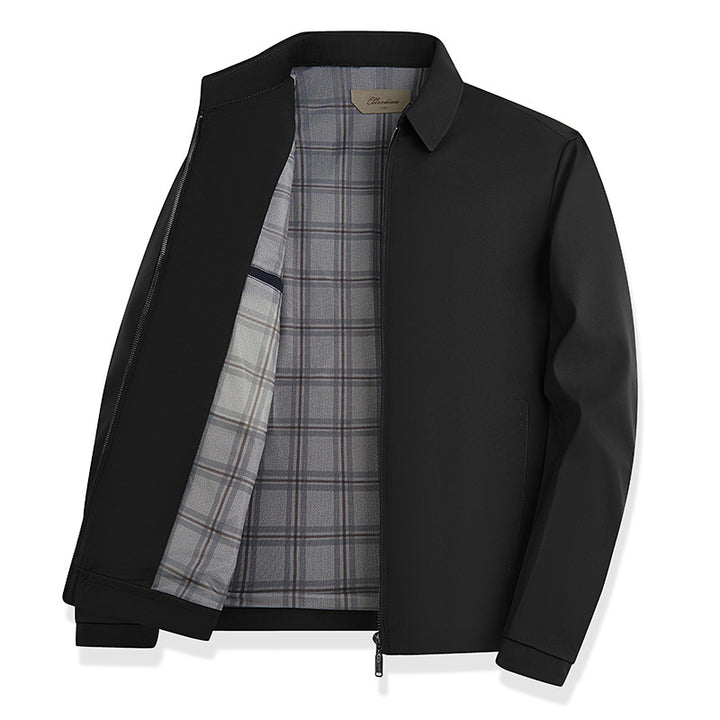 Men's lightweight transitional jacket with checked lining and concealed zipper Amarae