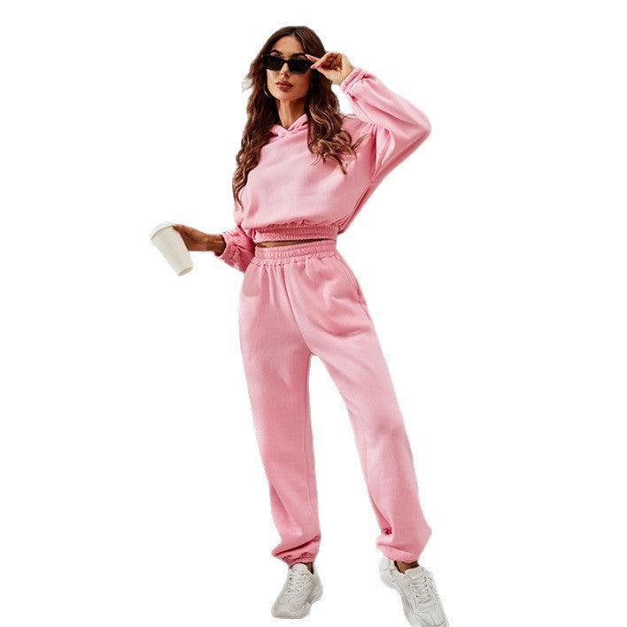 Chic & Stil Women's Sports Leisure Set with Oversized Hoodie and Elastic Joggers