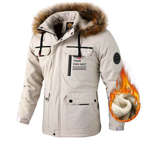 Insulated winter jacket for men with a warm fur collar Amarae