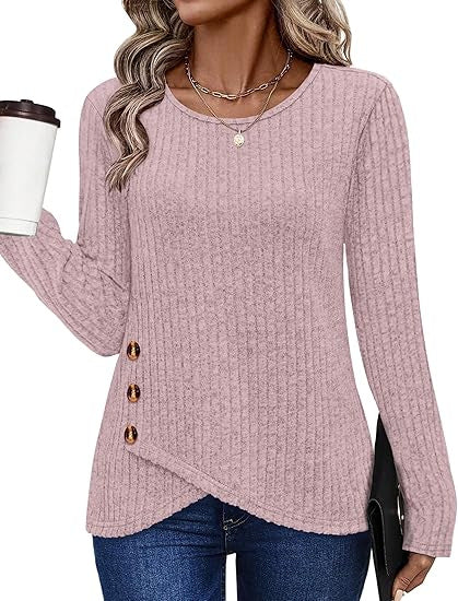 Dames haut tendance et décontracté avec détails de bouton Chic & Stil