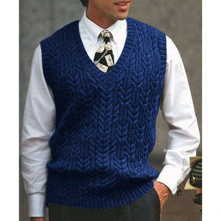 Knitted vest for men with cable knit pattern all over Lune London