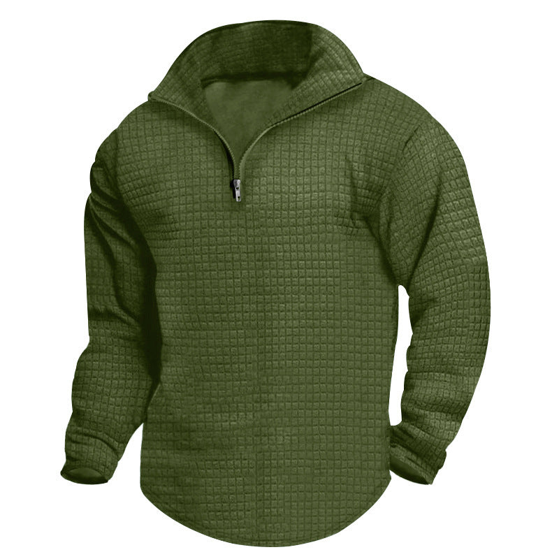 Pull en polyester à col montant pour homme, avec fermeture éclair pratique et design texturé Lune London