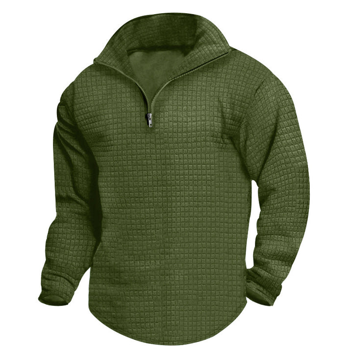 Pull en polyester à col montant pour homme, avec fermeture éclair pratique et design texturé Lune London
