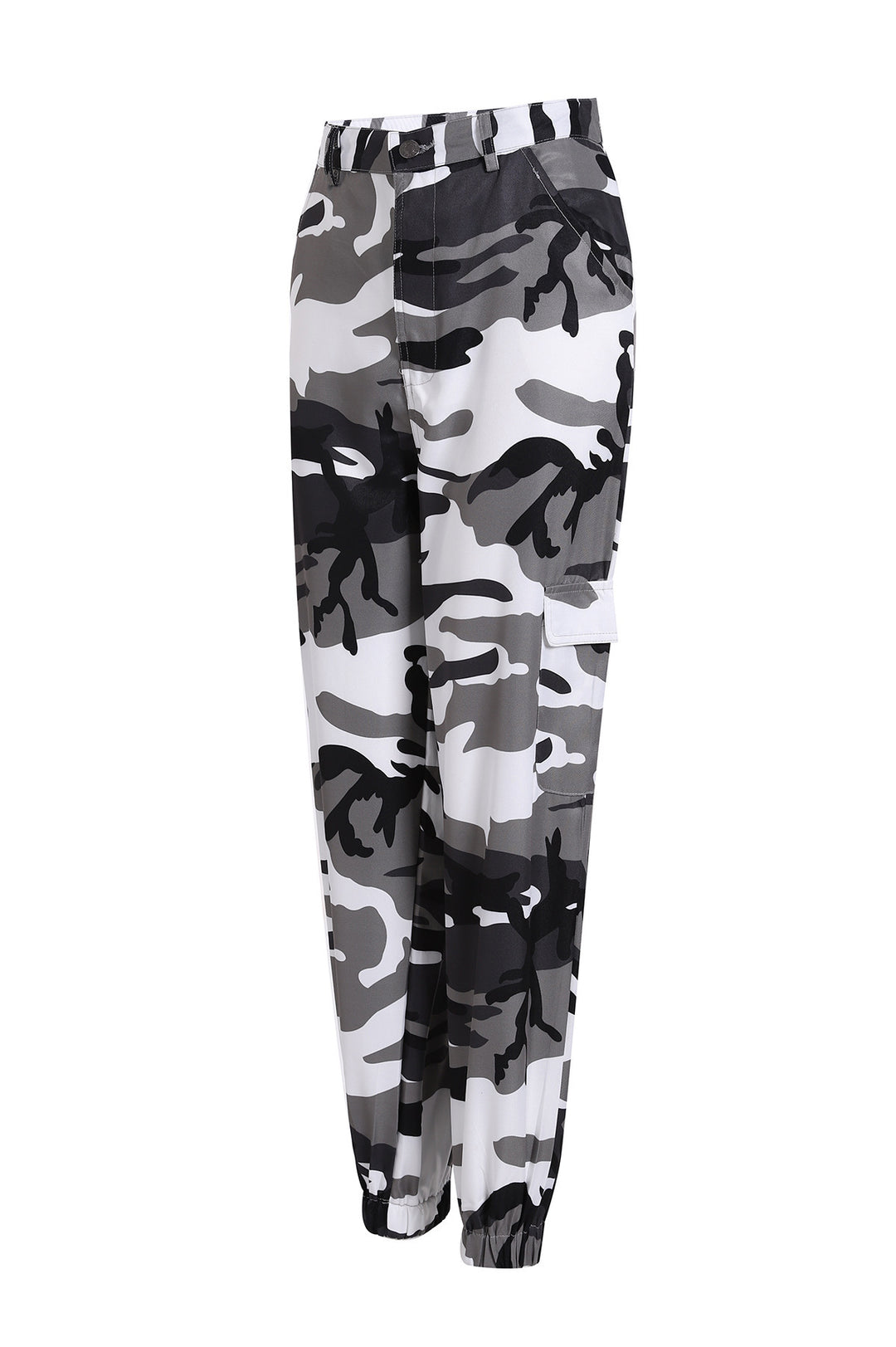 Women's cargo pants with elastic waistband and stylish camouflage design Lune London