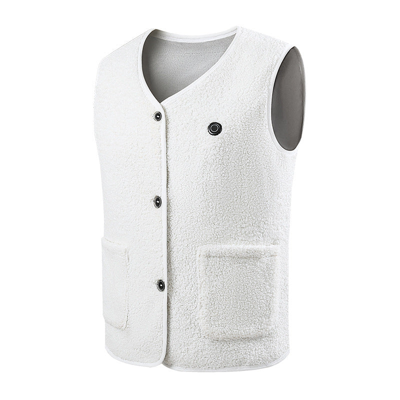 Damen Ärmellose Teddy-Fleece-Weste mit Knopfleiste und aufgesetzten Taschen Drune
