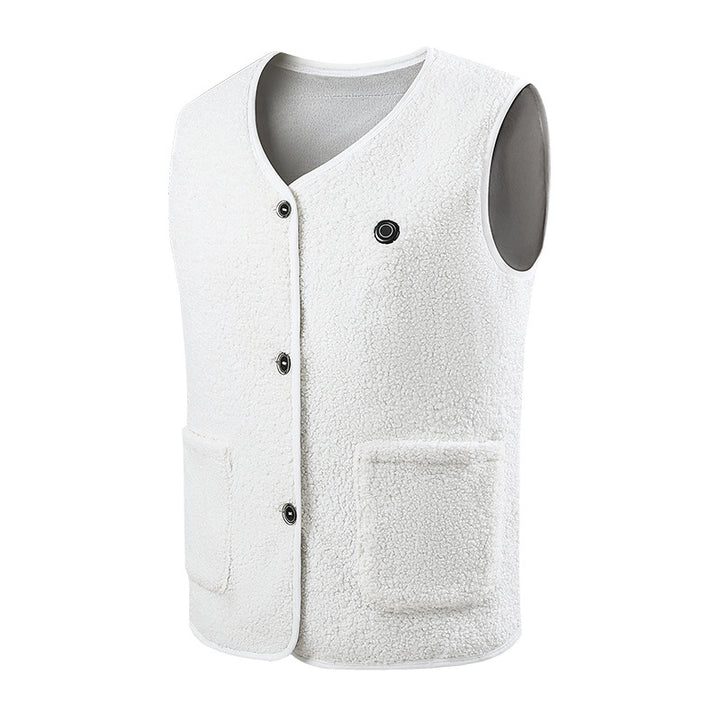 Damen Ärmellose Teddy-Fleece-Weste mit Knopfleiste und aufgesetzten Taschen Drune
