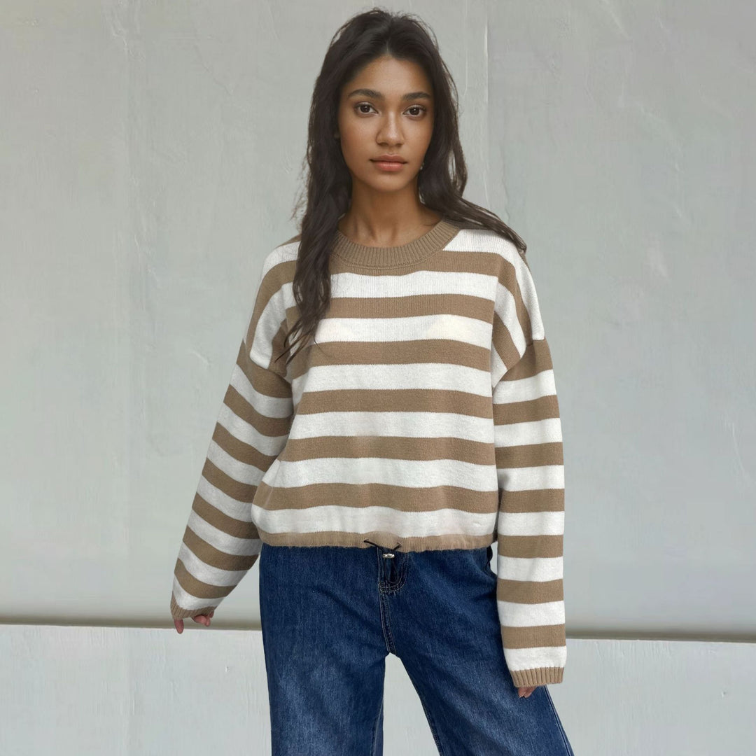 Striped women's sweater with a modern cropped design Lune London