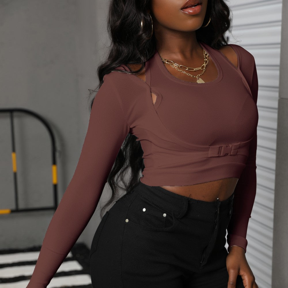 Women's crop top with asymmetrical cut and stylish cut-outs Lune London