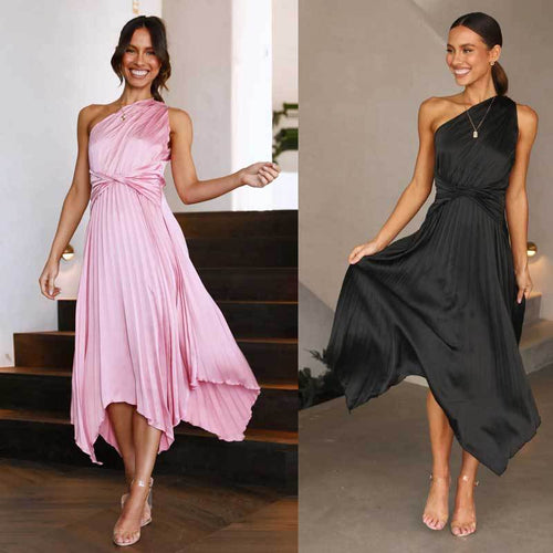 Amarae Women's Asymmetric Pleated Maxi Dress