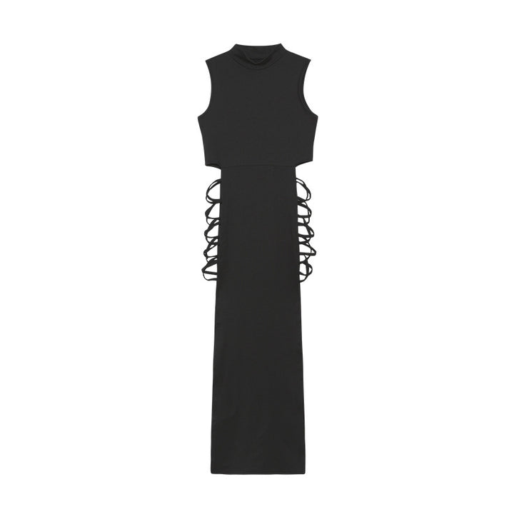 Maxi sleeveless dress with cutouts for women with laces on the side Lune London