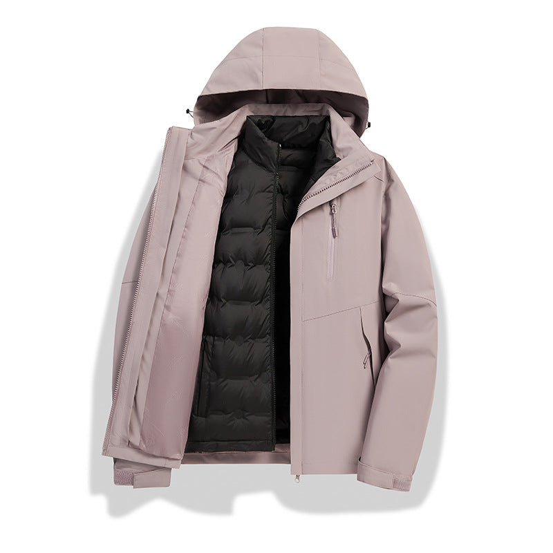 Men's two-in-one weather protection jacket with detachable quilted inner lining, hood, and waterproof membrane Amarae