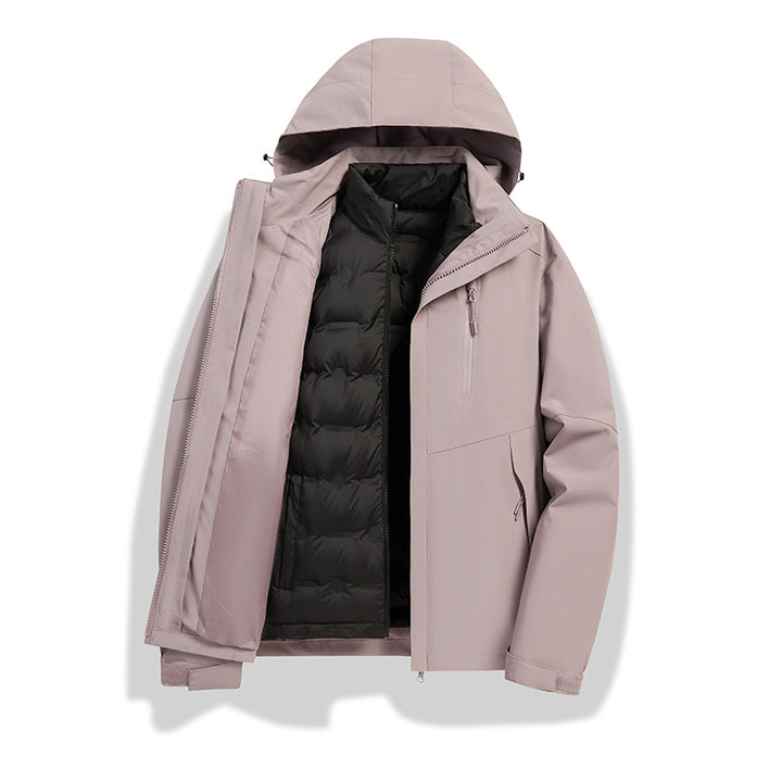 Men's two-in-one weather protection jacket with detachable quilted inner lining, hood, and waterproof membrane Amarae