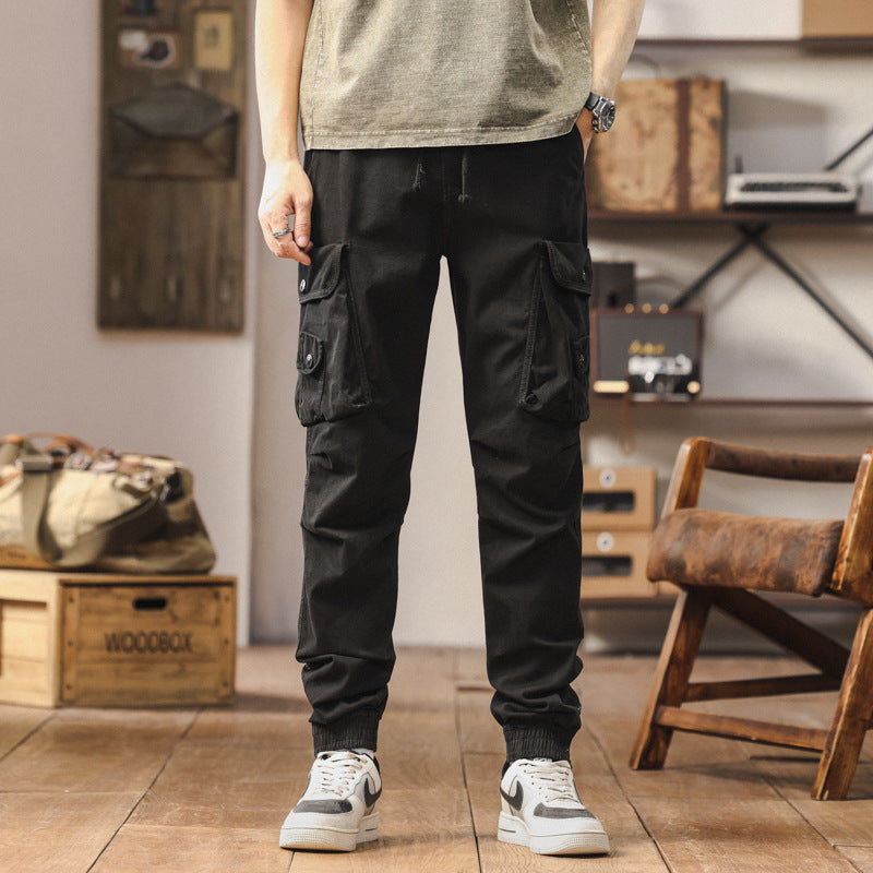 Multi-functional cargo pants for men with elastic waistband and practical pockets Lune London