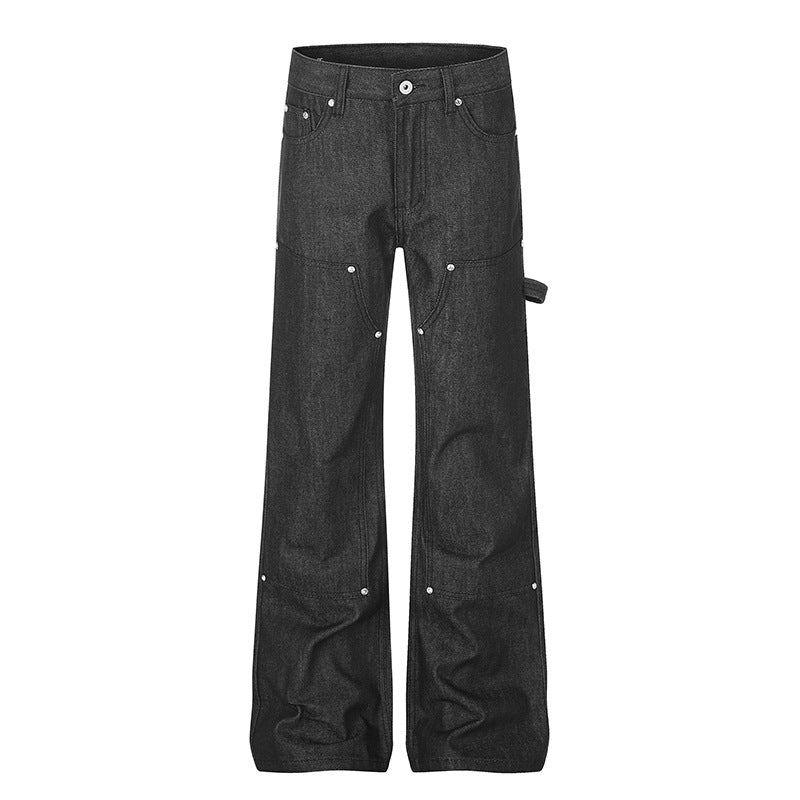 Women's wide carpenter jeans in palazzo cut with nail/hammer loop and reinforced knee sections Amarae