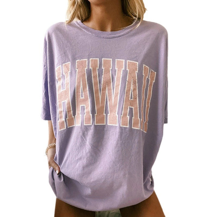 Casual t-shirt for women with Hawaiian print and loose fit Lune London