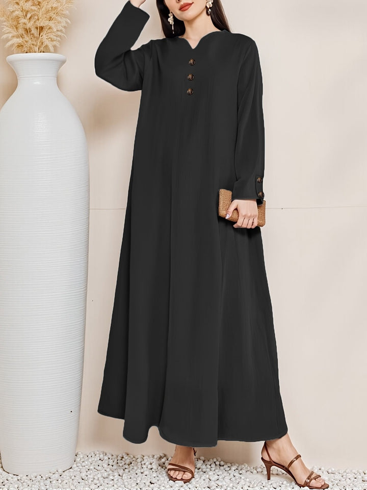Maxi dress for women with an elegant button placket Lune London
