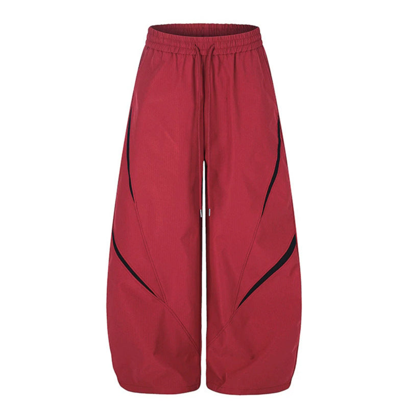 Women's Extra Wide Palazzo Training Pants in Tech Look with Drawstring Waistband and Curved Side Inserts Amarae