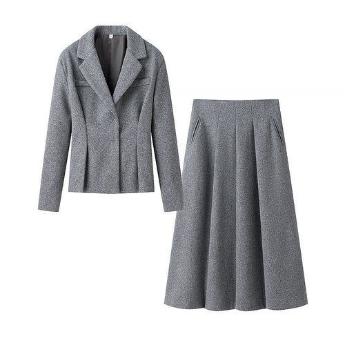 Elegant blazer and skirt set for women with a textured design Amarae