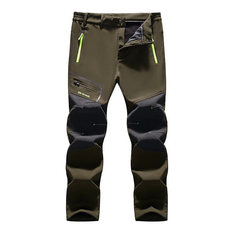 Men's softshell outdoor pants with reinforced knee patches, elastic waistband, and water-repellent membrane Amarae