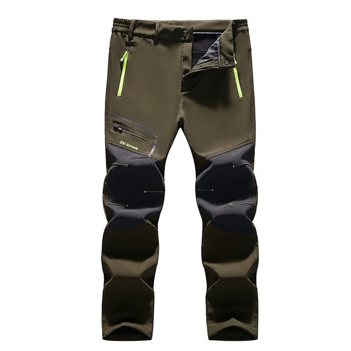 Men's softshell outdoor pants with reinforced knee patches, elastic waistband, and water-repellent membrane Amarae