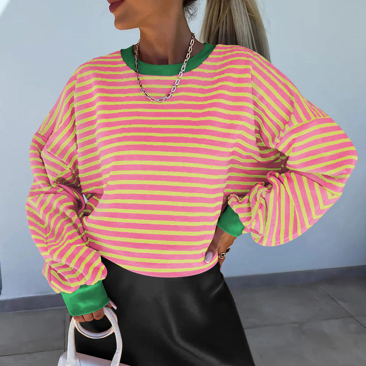 Women's casual striped sweatshirt with boxy cut and contrasting finishes Amarae
