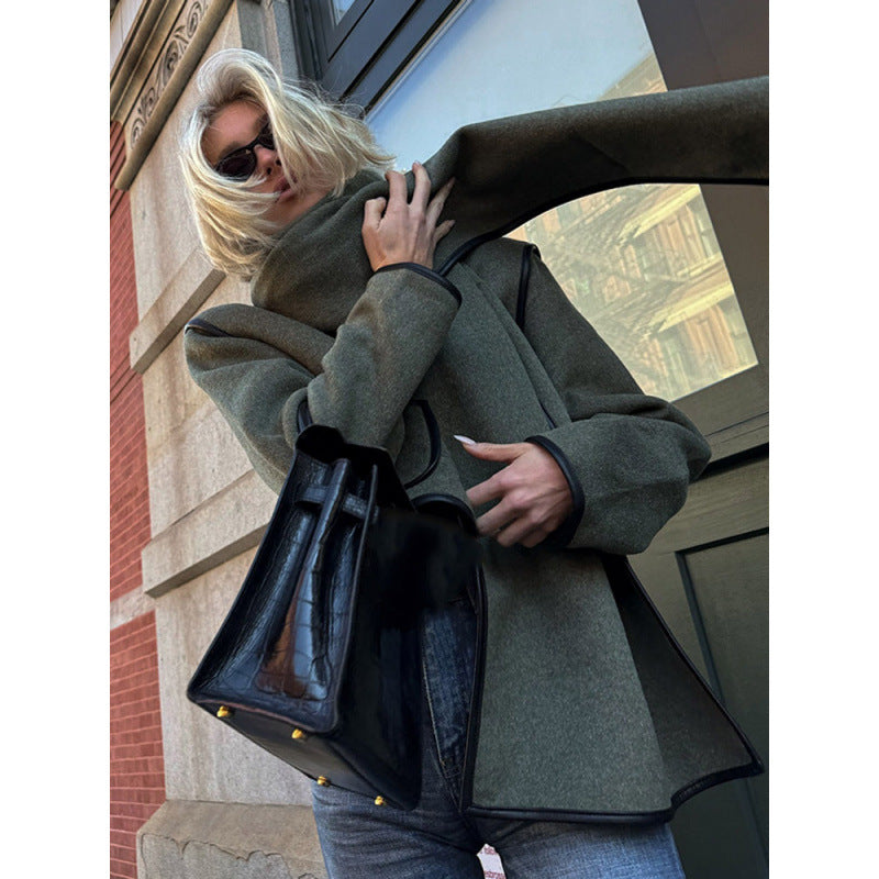 Ladies Elegant cropped jacket with chic scarf and refined pockets Lune London
