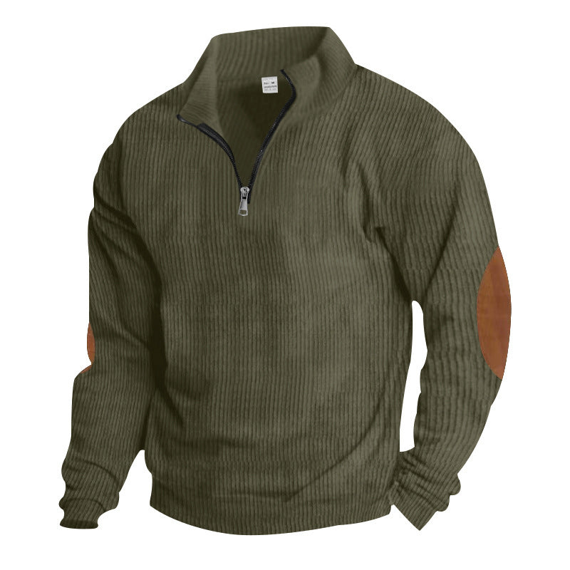 Pull-over zippé pour hommes avec applications en cuir Lune London