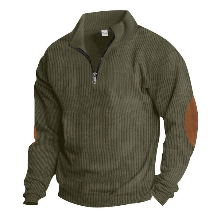 Pull-over zippé pour hommes avec applications en cuir Lune London