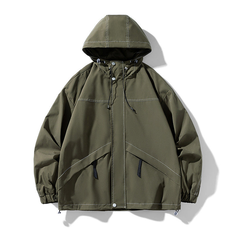 Men's Oversize Softshell Jacket with Hood, water-repellent surface & contrasting seam details Amarae