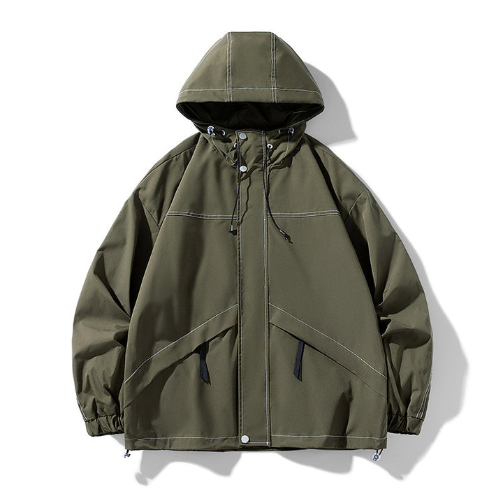 Men's Oversize Softshell Jacket with Hood, water-repellent surface & contrasting seam details Amarae