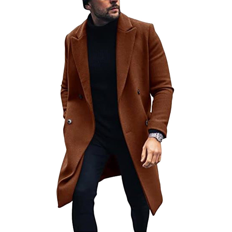Modern long coat for men with double-breasted buttons and elegant lapels Amarae