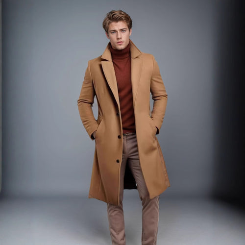 Chic wool coat for men with textured premium material Amarae