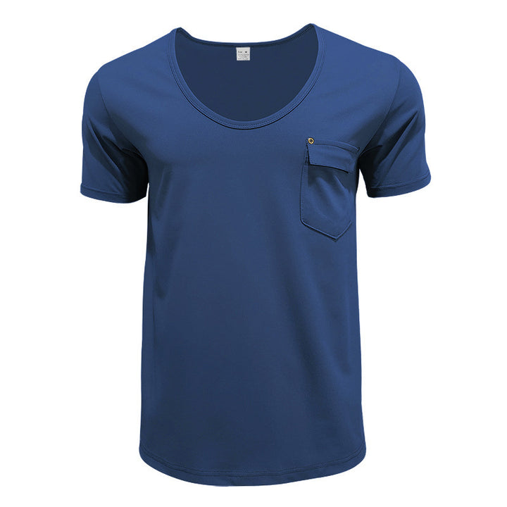 Men's sports t-shirt with deep V-neck and practical chest pocket Lune London