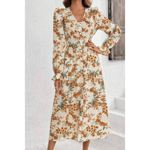 Maxi dress for women with an elegant cut and a floral design Amarae