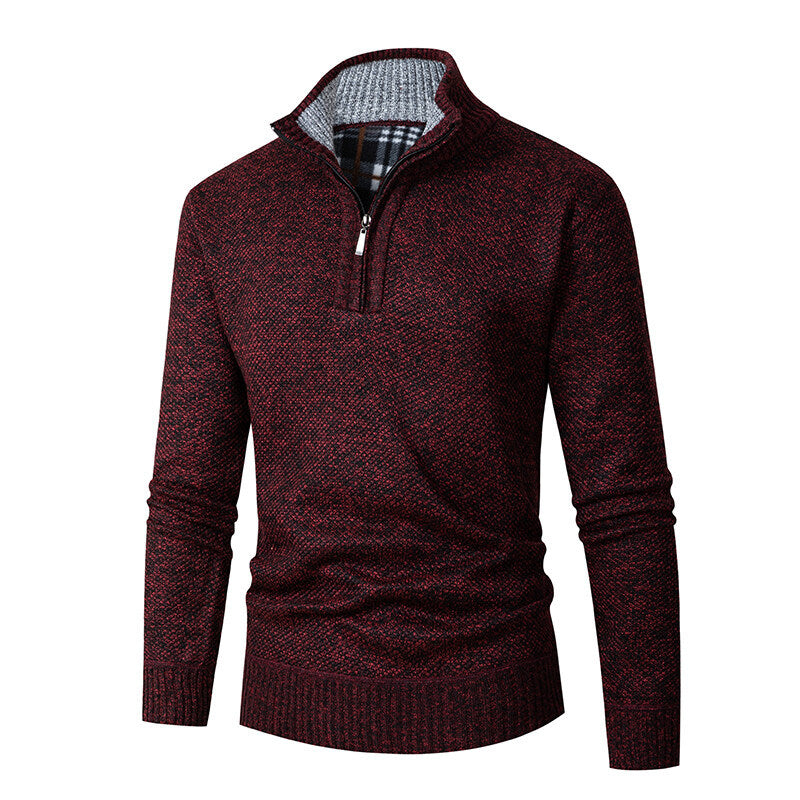 Pullover for men with high collar and practical zipper Lune London