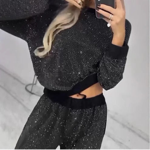 Ensemble de sport brillant pour femmes avec coupe décontractée et taille élastique Chic & Stil